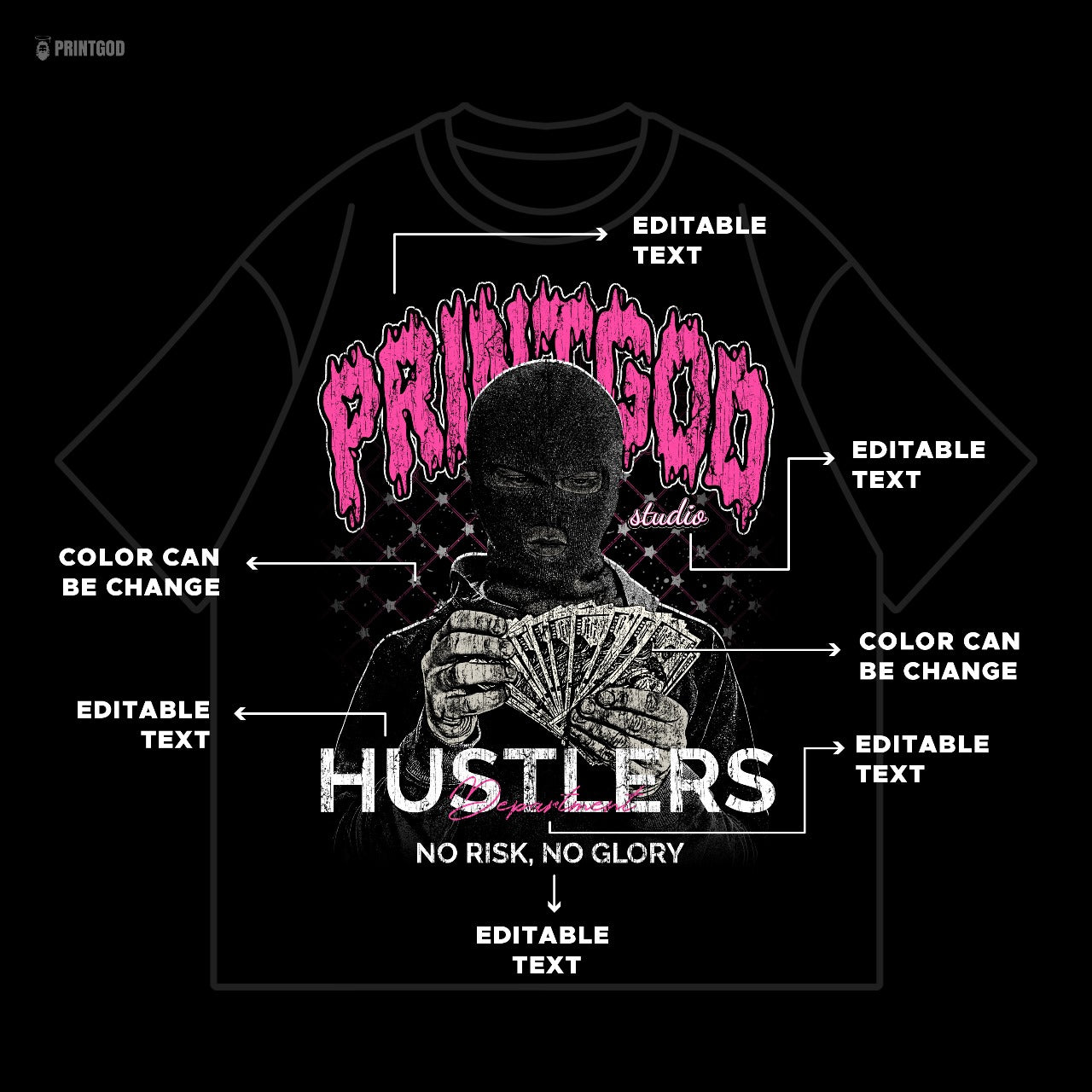 Pink Hustlers Ski Mask Design